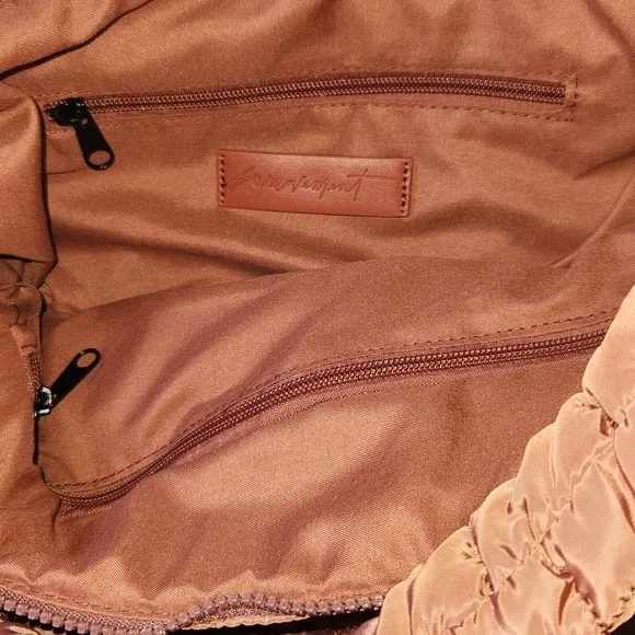FP Movement Dusty Rose Quilted Carryall Tote Pink Brown Shoulder Bag Free People